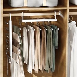 Multi-functional 6 in 1 Pants Hanger For Clothes Rack Adjustable Closet Organiser Trouser Storage Rack Pants Tie Storage Shelf