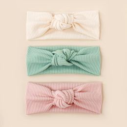 Hair Accessories 15 Pcs/lot Ribbed Fabric Baby Headband Knotted Bow Turban Head Wrap Shower Gift Po Props