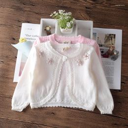 Jackets Girls Cardigan Sweater Jacket Flower 100 Cotton Outerwear For 1 2 4 6 8 Years Old Kid Clothes OKC205021