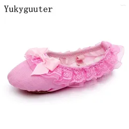 Dance Shoes Girls Ballet Canvas Bowtie Lace Winter Soft Sole Slippers Children Practise Ballerina Woman