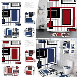 Shower Curtains Bathroom Polyester Curtain Set 3D Printed Toilet Non Slip Mat Extra Long And