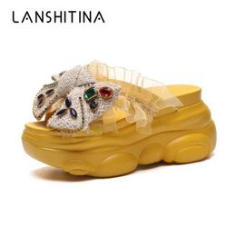 Slippers Flipped womens slippers super high heels platform shoes comfortable rubber wedge sandals summer H240328K2H8