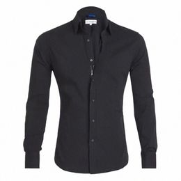 new Men's Casual Shirt Cott Shirt Slim Tops Lg Sleeve Tee Shirt Zip Solid Colour High Quality Lg Sleeve Men x06u#