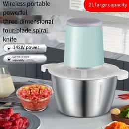 Stainless Steel Wireless Electric Meat Mincer - Large Capacity Kitchen Cooking Hine