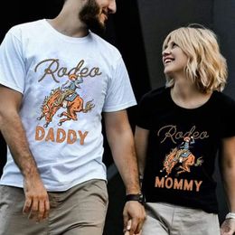 Cowboy Birthday Shirt My First Rodeo Matching Couples T Radea Daddy Mommy TShirt Husband Wife Lovers Shirts 240328