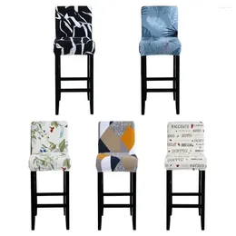 Chair Covers Printed Bar Stool Short Back Seat Cover Washable Cafe El