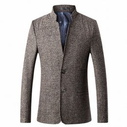 men's Slim Fit Solid Suit Jacket Men Wedding Dr Blazer Male Stand Collar Blazer Masculino Chinese Tunic Suit Plus Size FS-167 f5L2#