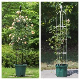 Supports Tower Obelisk Garden Trellis Plant Climbing Frame Portable Plant Support Tower WeatherProof Rose Tower Vine Support White Black