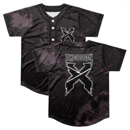 Men's T Shirts Excision Merch Headbanger Tie Dye Baseball Jersey Shirt V-Neck Short Sleeve Streetwear Tops Men Women Fashion Clothes