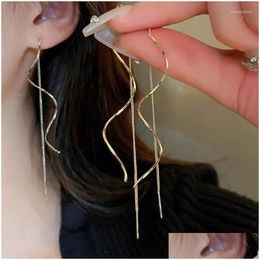 Dangle Chandelier Earrings Accessorie For Women Long Tassel Threader Earring Stainless Steel Wave Shaped Chain Party Jewelry Gift Drop Ot3H5