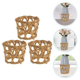 Disposable Cups Straws 4 Pcs Cup Holder Drinks Woven Vase Lid Home Holders Mug Decorative Cover Straw Anti-scald Covers Sleeve