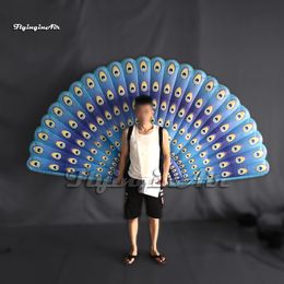 Attractive Wearable Inflatable Peacock Tail Dancing Costume 2.5m Walking Blow Up Parade Wings For Stage Show