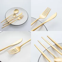 Flatware Sets Dining Fork Set 401 Stainless Steel Coffee Spoon Mirror Polishing Dishwasher Safe Dessert Dinnerware Cutlery Home