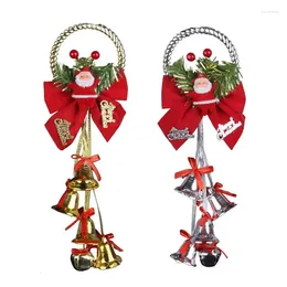 Party Supplies Christmas Jingle Bell Door Hangers With Bow For Decorations Ornaments