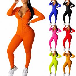 autumn two piece set women lg sleeve hooded zipper pocket sporty Jackets+leggings matching sets workout stretchy outfits F2xG#