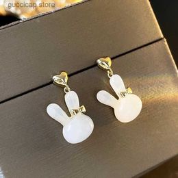 Charm Heart Bowknot Rabbit Earrings for Women Trendy Design Cute Anmial Dangle Earrings New Year Gift Girls Jewellery Date Nights Y240328