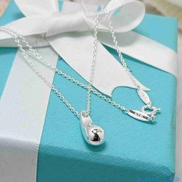 Original 1to1 High Grade Brand Designer Necklace Tiffancy S925 Sterling Silver Crowd Design Droplet Necklace Women Girl Classic Necklaces Pendants with Real Logo
