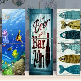 Stickers Ocean Fish Fridge Stickers 3D Refrigerator Wallpaper Vinyl Film SelfAdhesive Whole Door Cover Decor Kitchen Decal Poster Mural