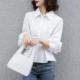 Women's Blouses Soft Spring Fall Blouse Big Hem Office Lady Stylish Commute Women Shirt Garment