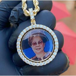 1.5-3 polegadas de largura memória hip hop gelado moissanite diamante pingente de foto personalizado