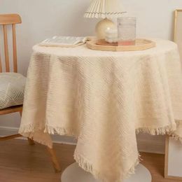 Table Cloth Beige Retro Knitted Long Tea Dining Cover Sofa Simple And High-end Birthday Decoration R8S2627
