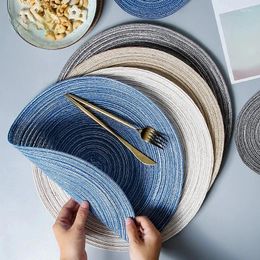 Table Mats 18CM 2pcs Round Mat Woven Ramie Placemats Anti Slip Dining Non-Slip Tableware Bowl Pads Kitchen Cup Coasters