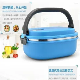 Dinnerware Household Portable Random Color Lunch Box Picnic Storage Container Rectangle Thermal Durable Bento Leak-Proof