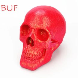 Sculptures 15cm Red With Gold Powder Skull Statue Resin Craft Home Decoration Sculpture Halloween Ornaments Room Decor Figurine Gifts
