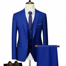 male Suit 2023 New in Men's Casual Busin Plaid Slim Jacket Pants Vest 3 Pieces Sets Elegant Wedding Party Evening Pant Suits f0v2#