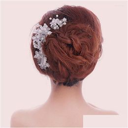 Hair Clips Barrettes Bridal Pearl Hairpin Accessories Korean Style Handmade Lace Dress Drop Delivery Jewelry Hairjewelry Ottnp