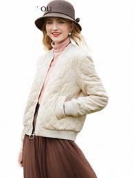 나는 Parkas Jacket Women Winter 2022 따뜻한 단단한 격자 무늬 지퍼 스팽글 코트 코트 새로운 캐주얼 짧은 겉옷 2214154181 e6ty#