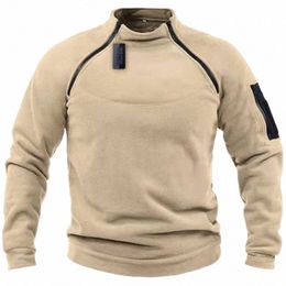 men's Fi Hooded Pullover Zip High Collar Casual Pocket Plush Lg Sleeve Vintage Thicken Tops Men Sweatshirt Men's Clothes W4D1#