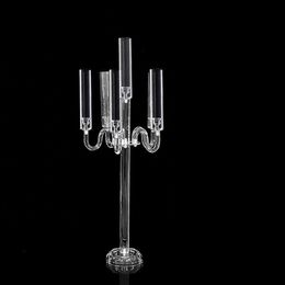 tall clear 6 arms acrylic taper candle holders centerpieces for weddings candelabra table center decoration