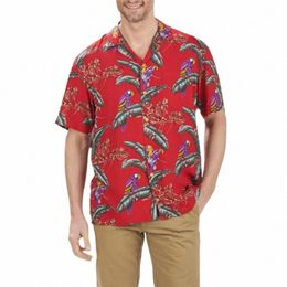 s-4xl Men Shirt Sweat Absorpti Cott Hawaiian Pattern Print Short Sleeve Summer Casual Shirt Men Gnt Birthday Gift W1fC#