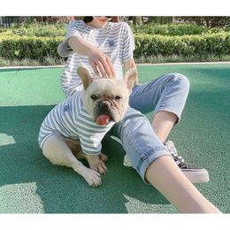 Summer Dog Sweater Korean Edition Dog Parent Child Wear Striped Modell Cotton T-shirt Small Dog Cat Two Legged Clothes