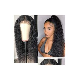 Lace Wigs Pre Plucked 360 Frontal Cap Human Hair For Black Women Water Wave Front 130% Curly Virgin Brazilian Wig Drop Delivery Produ Dhzqq