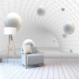 Wallpapers Milofi Custom 3D Abstract Tunnel Space Ball TV Background Wallpaper Mural