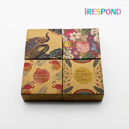 Gift Wrap 10PCS Craft Box Flamingo Floral Kraft Paper Packaging Peacock Cake Wedding Party Favor Candy Cookies Flowers