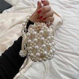 Fashion Pearl Bucket Bag Mini Handbag Spring And Summer New Beaded Bag Accessories Crossbody Lipstick Bag 041724-11111