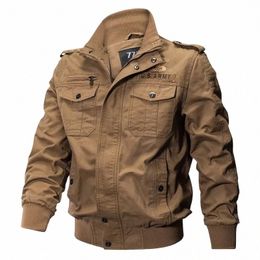 Mens 100% Cott Giubbotti Plus Size 5XL Primavera Autunno Multi-tasca Bomber militare maschile Casual Air Force Flight Coat maschile a3WT #