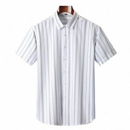 brand Men's Busin Casual Short Sleeve Shirt 2023 Summer New Large High Quality Classic Office Stripe Shirt 6XL 7XL 8XL u1Pu#