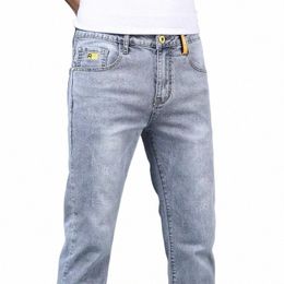 summer Men's Korean-style Casual Jeans Light-colored Slim Jeans for Men Fiable and Comfortable Denim Pants Skinny Jeans Men 05fd#