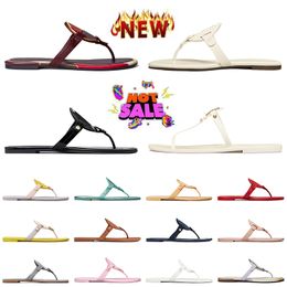 Top Fashion Womens Torys burchslides Designer Sandals Luxury OG Original Lady Tory Miller Sandal Soft Beach Leather Slides Black White Yellow Pink Red Slippers