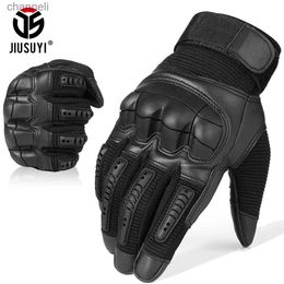 Tactical Gloves Touch Screen Rubber Hard Full Finger Paintball Airsoft Combat PU Leather Glove Men YQ240328