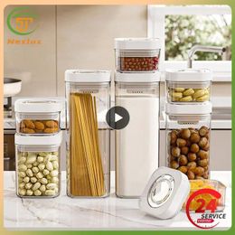 Storage Bottles Household Multifunctional Sealed Square Press Jar Kitchen Cereal Candy Transparent Visual Organiser