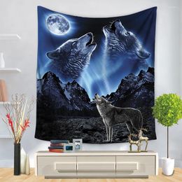 Tapestries 3D Printed Galaxy Wolf Lion Animal Starry Sky Tapestry Sight Wall Hanging Polyester Fabric Sheet Home Art Decorative