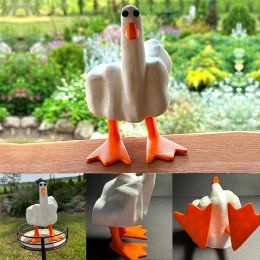 Sculptures Lekgymr Funny Little Duck Funny Middle Finger Duck Resin Decorated Statue Home Office Desktop Figurine Ornament Decor Gift