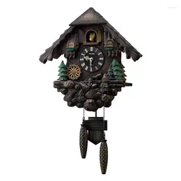 Wall Clocks 52CM Living Room Bedroom Villa Solid Wood Forest Log House Waterwheel Cuckoo Clock Strong Brown Decoratio Home Decor