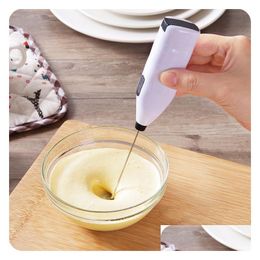 Egg Tools Handheld Stainless Steel Coffee Milk Frother Foamer Drink Electric Whisk Mixer Battery Operated Kitchen Beater Stirrer T5004 Dh6E5