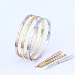 4MM Thin 6th Titanium Steel Designer Bangle Women Men Love silver rose gold Screw Screwdriver Nail Bangles Bracelet Couple Jewelry227y